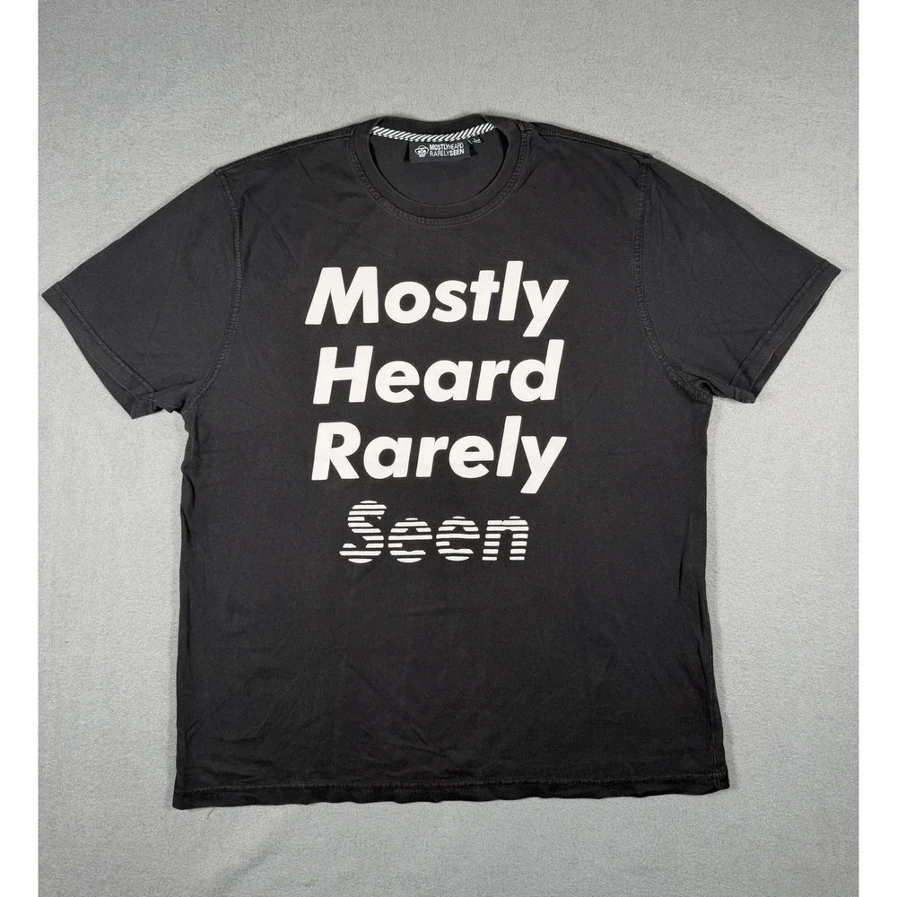 Mostly Heard Rarely Seen Disappearing Tee Black Graphic Streetwear Shirt L